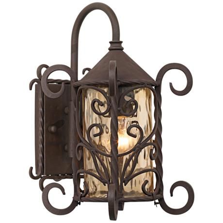 You can almost hear the Mediterranean waves with this iron scroll outdoor wall light. Outdoor Light Ideas, Home Driveway, Iron Lamps, Outdoor Wall Light Fixtures, Outdoor Security Lighting, Traditional Wall Sconces, Rustic Wall Lighting, Exterior Light Fixtures, High Iron