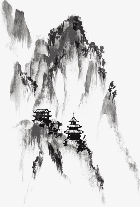 Ink,Ink,Chinese painting,mountain,tree,tower Mountain Png, Japanese Ink Painting, Sumi E Painting, Art Chinois, Ink Wash Painting, Chinese Landscape Painting, Chinese Art Painting, Chinese Brush Painting, Asian Painting