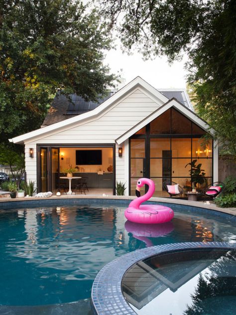 Pool House Gym, Inlaw Suite Addition, Pool House Cabana, Backyard Pool House, Pool House Design, Modern Pool House, Pool House Ideas, Modern Pool, Best Modern House Design