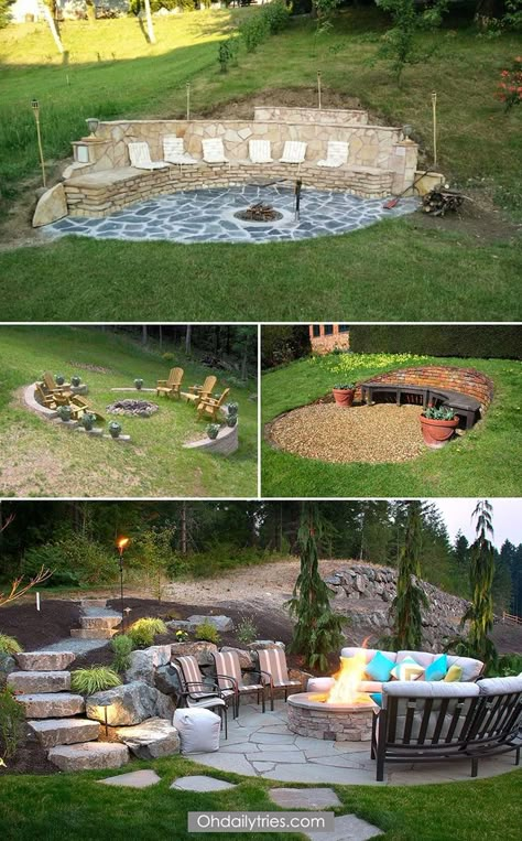 Backyard Hill Landscaping, Sloped Backyard Landscaping, Sloped Yard, Sloped Backyard, Landscaping Backyard, Lawn Furniture, Sloped Garden, Backyard Remodel, Ideas Backyard