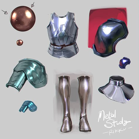 Coloring Metal Digital, Armor Shading Reference, Light On Metal Reference, Metal Art Tutorial, Coloring Silver Digital, How To Render Armor, Rendering Metal Digital Art, How To Draw Shiny Metal, Metal Tutorial Drawing