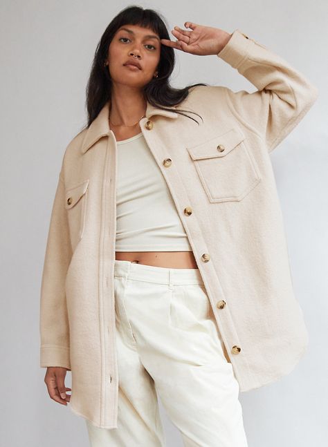 THE GANNA SHIRT JACKET - Oversized wool shirt jacket Shirt Jacket Outfit Women, Aritzia Shirt, Ganna Shirt Jacket, Shirt Jacket Outfit, Ganna Jacket, Aritzia Super Puff, Wool Shacket, Wool Shirt Jacket, Oversized Shacket