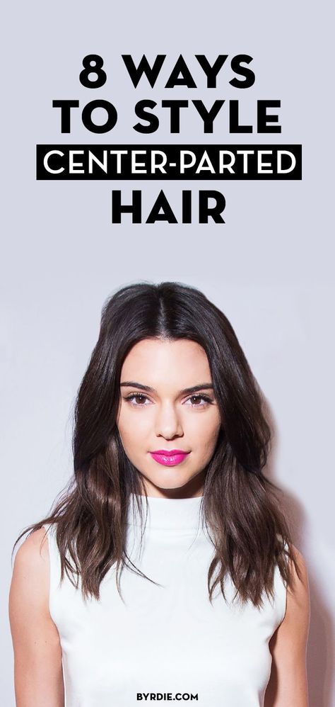 How to style center-parted hair like Kendall Jenner's Kendall Jenner Haircut, Center Part Hairstyles, Kendall Jenner Hair, Trendy We Fryzurach, Jenner Hair, Center Part, Mid Length Hair, Formal Hairstyles, Hair Envy