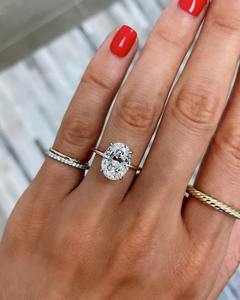 Oval Cut Solitaire Proposal Ring Moissanite Engagement Wedding Ring Gift for Her 3 Diamond Engagement Rings, Gold Band Engagement Rings, Oval Cut Diamond Rings, Cute Engagement Rings, Future Engagement Rings, Oval Diamond Ring, Ring Concierge, Moissanite Engagement Ring Solitaire, Oval Engagement