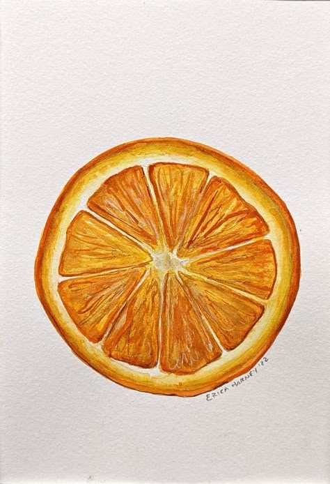 Orange Slice Art, Orange Things To Draw, Orange Drawing Simple, Orange Slice Drawing, Orange Slice Painting, Oranges Drawing, Orange Drawings, Painting Of Oranges, Art Explained