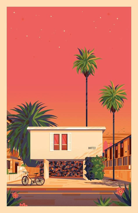 george townley conveys his admiration for LA through colorful illustrations George Townley, Colour Swatches, City Pop, House Illustration, Art Et Illustration, Architecture Illustration, Flat Illustration, Editorial Illustration, Retro Art