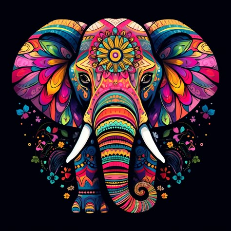 Colorful Animal Paintings Acrylics, Painting Elephants On Canvas, Elephant Tattoos Color, Elephant Mandala Art, Painted Elephant, Elephant Mandala, Colorful Elephant Painting, Elephant Canvas Painting, Mandala Animals