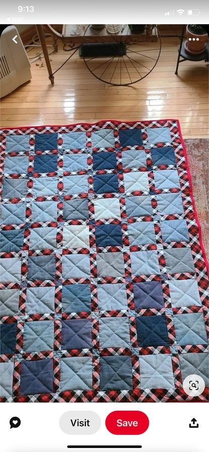 Denim Throw Blanket, Denim Quilt Ideas Recycle Jeans, Denim Rag Quilt Patterns, Blue Scrap Quilts, Blue Jean Quilts Patterns Ideas, Jean Quilts Patterns Recycled Denim, Rag Quilts Ideas, Denim Quilt Ideas, Jean Quilt Ideas