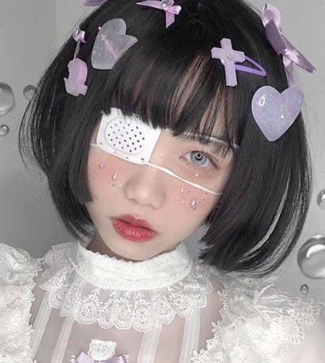 Save = Follow #Harada_Ryo Black Short Wig, Yami Kawaii, As Pictures, Photo Effects, Pastel Goth, Ulzzang Girl, A Heart, Wigs, Braids