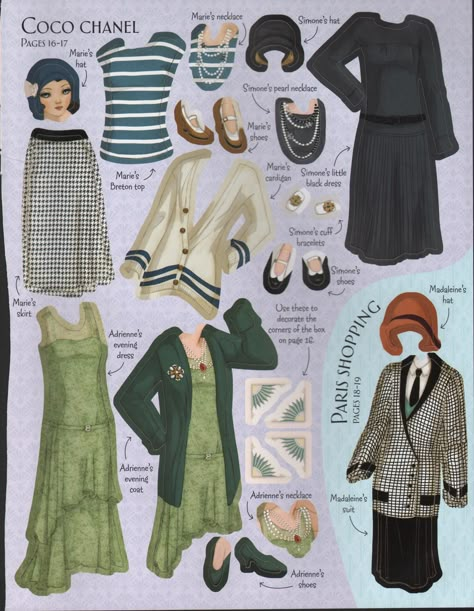 A Coco Chanel Wardrobe.  http://glamourdaze.com/2014/02/1920s-fashion-animation.html Coco Chanel 1920, Coco Chanel 1920s, Chanel Wardrobe, Creating Clothes, Fashion Animation, Style Année 20, Coco Chanel Fashion, Downton Abbey Fashion, Paper Dresses