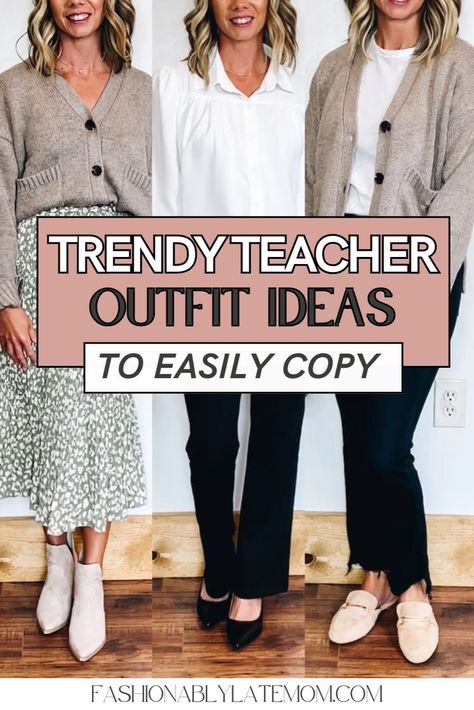 Teacher Outfit Khaki Pants, Casual Teacher Interview Outfit, Outfits For Educators, Easy Outfit Ideas For Work, Middle Age Teacher Outfits, Teacher Outfits Size 12, Business Casual For Teachers, What Do Teachers Wear, Winter 2025 Teacher Outfits