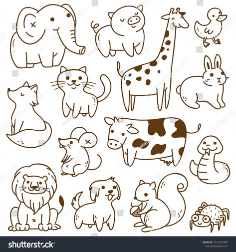 Dainty Doodles, Zoo Drawing, Animals Doodle, Easy Animal Drawings, Doodle Characters, Easy Animals, Animal Doodles, Easy Drawings For Kids, Drawings For Kids