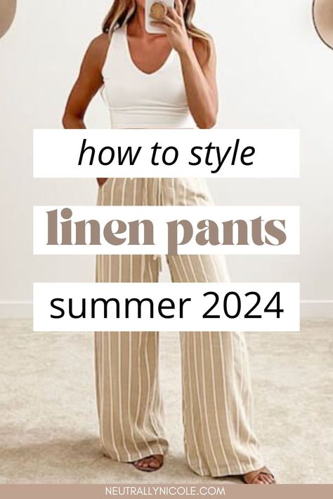 Stay cool and stylish this summer with fabulous linen pants outfits! From casual to chic, discover endless outfit ideas to rock your linen pants in style. How To Wear Linen Pants, How To Style Linen Pants, Linen Pants Outfit Ideas, Linen Pants Outfits, Linen Pants Outfit Summer, Style Linen Pants, White Linen Pants Outfit, Flowy Pants Outfit, Wide Linen Pants