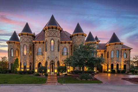 A Texas Mansion With Turrets On the Market Texas Mansions, Castle Series, Castle Estate, White Chapel, Wine Tasting Room, Castle Mansion, Hidden Rooms, Ceiling Treatments, Castle House