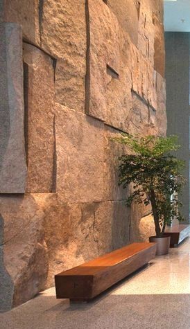 Living Room Stone Accent Wall, Sandstone Interior, Sandstone Architecture, Stone Walls Interior, Stone Wall Design, Stone Wall Cladding, Stone Interior, Stone Cladding, Lobby Design