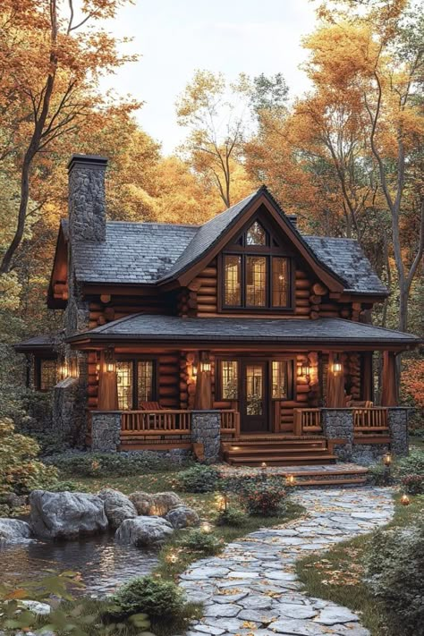 29 Small Cabin Exterior Ideas to Create a Picture-Perfect Getaway 3 Wooden Cabins Houses, Modern Log Cabins Exterior, Small Cabin Exterior Ideas, Modern Small Cabin, Small Cabin Exterior, Cozy Cottage Exterior, Log Cabins Exterior, Log Cabin Homes Exterior, Cabin Exterior Ideas