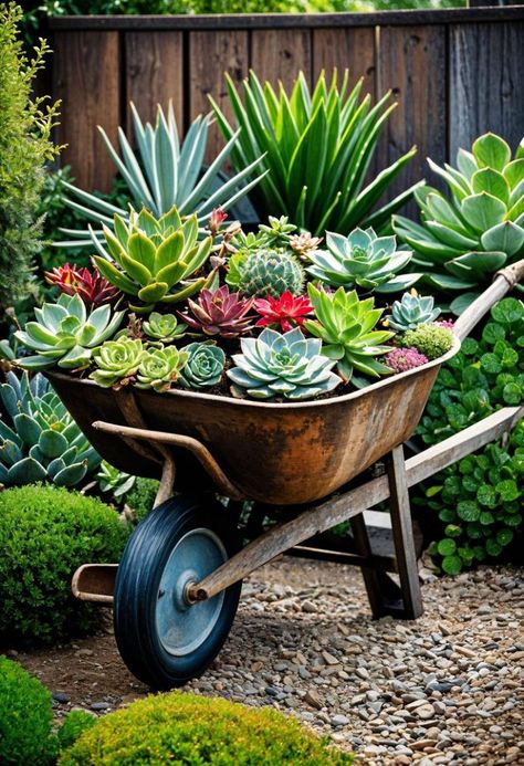 35 Vintage Garden Decor Ideas to Elevate Your Outdoor Space 17 Retro Garden Ideas, Outdoor Wheelbarrow Decor, Antique Garden Ideas, Garden Inspiration Rustic, Old Wheelbarrow Ideas Planters, Wheelbarrow Planter Ideas, Vintage Garden Ideas, Whimsical Birdhouses, Wheelbarrow Decor