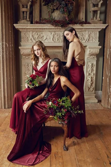 Deep Red Bridesmaid Dresses, Wine Bridesmaid Dresses, Jenny Yoo Bridesmaid, Bridesmaid Dresses 2018, Fall Bridesmaids, Modern Bridesmaid, Fall Bridesmaid Dresses, Velvet Bridesmaid Dresses, Autumn Bride