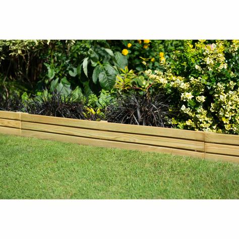 Forest Slatted Edging 120cm 4pk | Wilko Lawn Edging, Fence Landscaping, Forest Garden, Black Liner, Timber Wood, Garden Edging, Roof Light, Garden Features, Garden Fencing