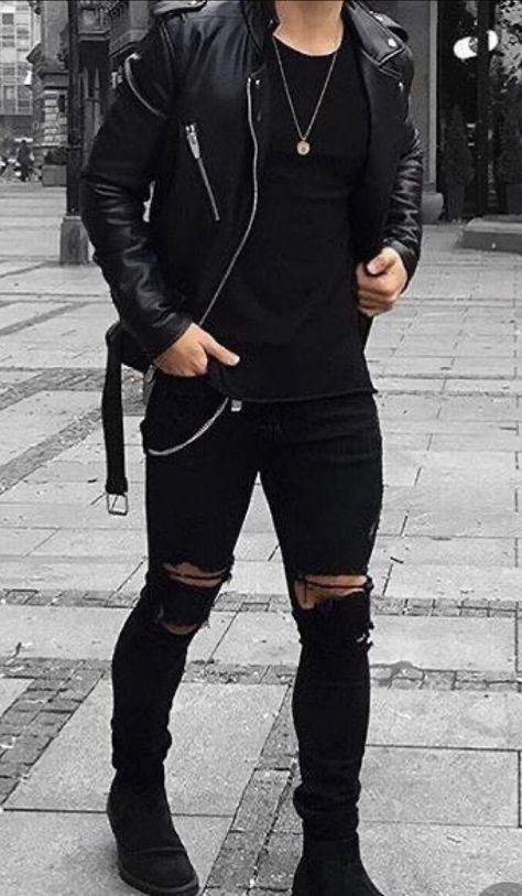 Casual Male Outfits Street Style, Edgy Outfits Men, Bad Boy Style, Black Outfit Men, Look Grunge, Vans Converse, Men Fashion Casual Shirts, Mens Fashion Edgy, Stylish Men Casual