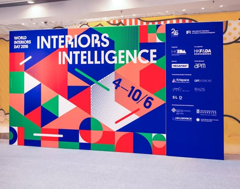 Visual identity for the exhibition of World Interiors Day 2016. Distinctive graphic forms by geometric structure was created with the theme Interior Intelligence. Conference Branding, Geometric Structure, Corporate Event Design, Billboard Design, Portfolio Design Layout, Conference Design, Event Backdrop, Event Branding, Base Design