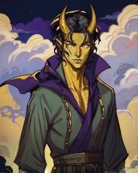 sorcerer tiefling Yellow Tiefling, Tiefling Sorcerer, Magic Character, Icewind Dale, Dnd Ideas, Character References, Art Characters, Character Ideas, Male Art