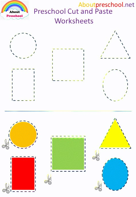 Preschool Cut and Paste Worksheets - About Preschool Color Worksheets For Preschool, Shape Worksheets For Preschool, Shape Activities Preschool, Preschool Activities Printable, Shape Activities, Homeschool Preschool Activities, Cut And Paste Worksheets, Kids Worksheets Preschool, Free Preschool Worksheets