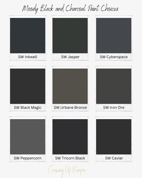 Charcoal Gray Exterior Paint, Raven Black Paint Color, Best Dark Grey Paint Color Sherwin Williams, Muted Black Paint Colors, Black Kitchen Paint Colors, Dark Gray Black Paint Colors, Best Almost Black Paint Color, Shades Of Black Exterior Paint, Neutral Black Paint Colors