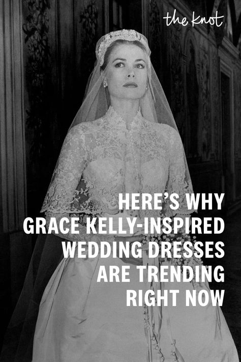 If you've spent any time on social media over the past few months, you might have noticed that regal wedding dresses are having a moment. The ornate aesthetic has certainly been a celebrity favorite—recent A-list brides like Paris Hilton, Lily Collins, Jasmine Tookes and Kitty Spencer have all donned ultra-regal outfits that evoke a modern, Grace Kelly-inspired feel. Modern Grace Kelly Wedding Dress, Jasmine Tookes Wedding Dress, Regal Wedding Dresses, Grace Kelly Inspired Wedding Dress, Grace Kelly Wedding Dress Inspired, Lily Collins Wedding Dress, Royal Wedding Dress Aesthetic, Kitty Spencer Wedding, Paris Hilton Wedding Dress