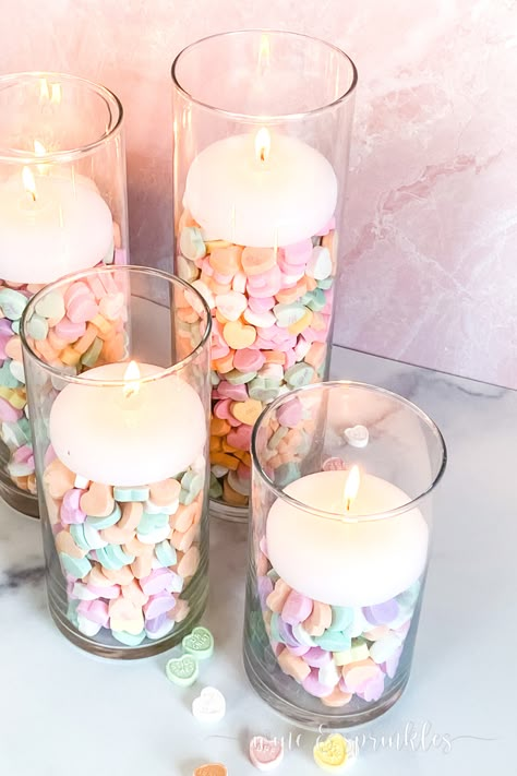 Valentines Gender Reveal, Easy Diy Candy, February Baby Showers, Valentines Tea Party, Galentines Day Ideas, Cylinder Candle, Swift Party, Candy Themed Party, Valentine Tea