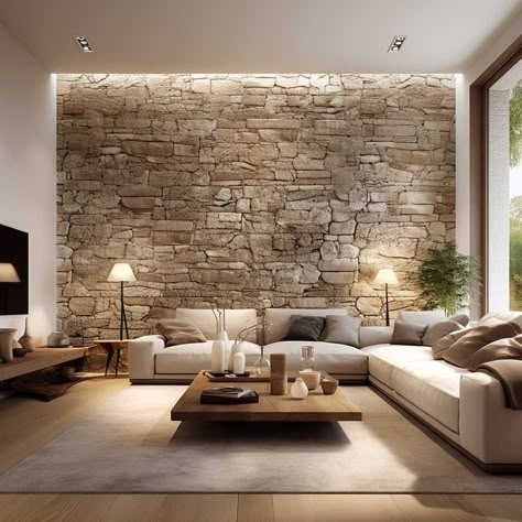 4+ Bold Feature Wall Ideas to Revamp Your Living Room Aesthetics • 333+ Art Images Living Room Stone Wall Ideas, Stone Wall In Living Room, Stone Wall Living Room With Tv, Living Room With Stone Wall, Feature Wall Living Room With Tv, Stone Tv Wall Ideas Living Room, Fireplace With Stone Wall, Stone Feature Wall Living Room, Stone Wall Interior Living Room