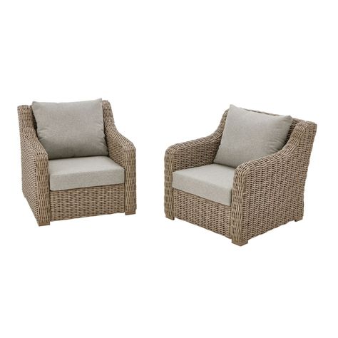 Better Homes & Gardens Bellamy 2-Pack Outdoor Club Lounge Chairs Gray Cushions with Patio Cover | Walmart (US) Better Home And Garden Patio Furniture, Walmart Outdoor Furniture, Walmart Patio Furniture, Front Porch Furniture Ideas, Lanai Furniture, Affordable Outdoor Furniture, Porch Inspiration, Wicker Lounge Chair, Club Lounge