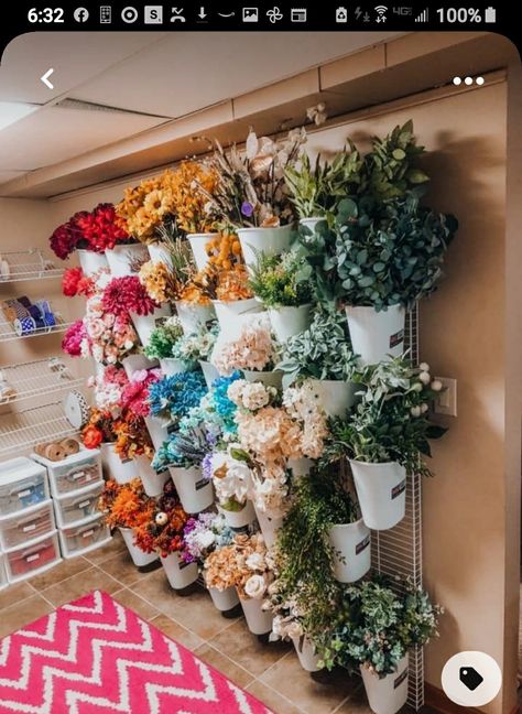 Flower Shop Display, Flower Shop Interiors, Flower Shop Decor, Flower Shop Design, Small Craft Rooms, Wreath Storage, Dream Craft Room, Craft Room Design, Room Refresh