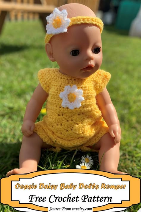 Crochet Baby Romper, Romper Crochet, Baby Born Kleidung, Animal Clothes, Crochet Doll Clothes Free Pattern, Crochet Doll Clothes Patterns, Oopsie Daisy, Doll Blanket, Knit Doll