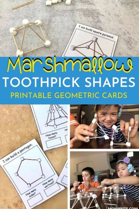 Toothpicks And Marshmallows Stem, Marshmallow Shapes With Toothpicks, 3d Shapes With Toothpicks, Marshmallow And Toothpick Building, Building 3d Shapes, Shapes Preschool Crafts, Marshmallow Shapes, Marshmallows And Toothpicks, Toothpick Sculpture