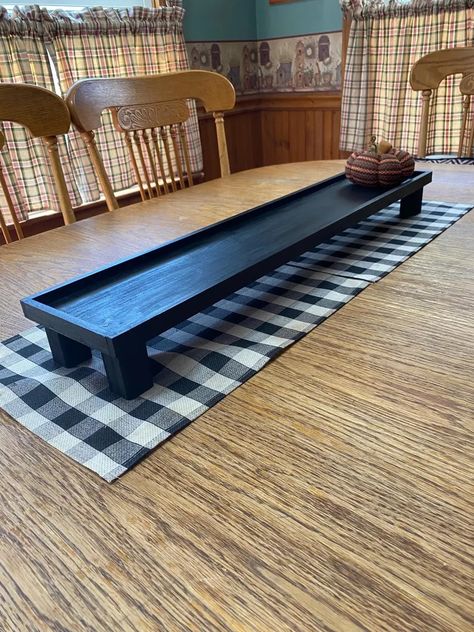 Long Wooden Raised Rectangular Tray for Kitchen Centerpiece for Fireplace Mantal Wooden Tray Riser With Legs, Country Wood Tray for Island - Etsy Wooden Risers, Table Risers, Kitchen Centerpiece, Wood Riser, Kitchen Table Centerpiece, Long Dresser, Wood Finishing, Diy Furniture Renovation, Furniture Renovation