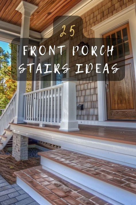 Looking to create a welcoming entrance? Discover 25 front porch stairs ideas that enhance your home's curb appeal. From classic designs to modern touches, find your inspiration. Click to explore! 🏡✨ #PorchDecor #CurbAppeal #HomeDesign #OutdoorLiving #HomeInspo Back Porch Entry Ideas, Step Up Entryway, How To Make A Front Porch, Front Porch With Steps Ideas, Craftsman Style Front Porch Ideas, Front Porch Exterior Design, Wooden Front Stairs Entrance, Steps For Front Of House, Farmhouse Porch Steps