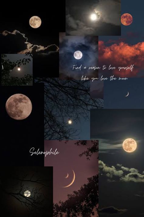 Wallpaper For Selenophile, Moon Natural Photo, Moon With Stars Aesthetic, Moon Pictures Wallpaper, Selenophile Wallpaper, Moon Wallpaper Night Skies, Moon Asthetics Photos, Moon Collage Wallpaper, Moon Aesthetic Pics