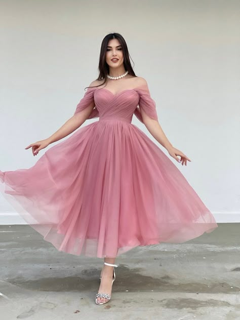 Powder Pink Tulle Dress Engagement Dress Promise Dress - Etsy Brasil Powder Pink Dress, Pink Dress Outfits, Birthday Dress Women, Pink Tulle Dress, Dress Engagement, Inspirational Poems, Frock For Women, Pink Cocktail Dress, Engagement Dress