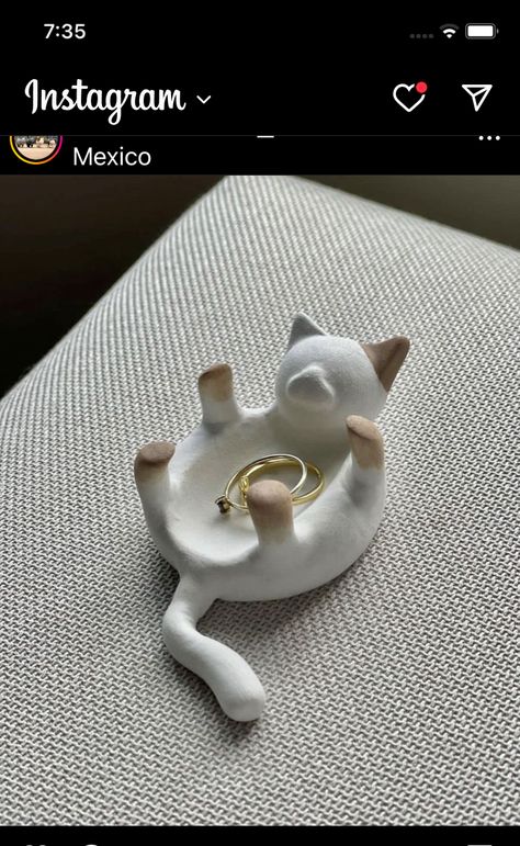 Air Dry Clay Ring Holder, Clay Ideas Cat, Air Dry Clay Ring, Modeling Clay Ideas, Clay Ring Holder, Clay Modelling, Clay Ring, Modeling Clay, Clay Ideas