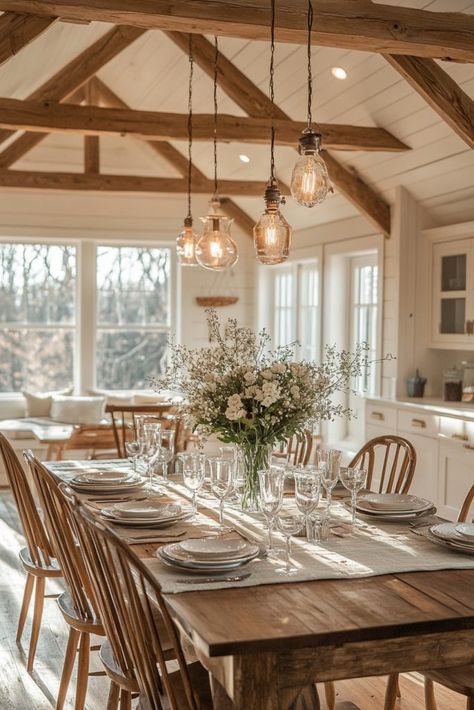 Rustic Chic Dining Room Decor, Modern Cottage Dining Room, Rustic Chic Dining Room, Home Gathering, Cottage Dining Rooms, Modern Farmhouse Dining Room, Casa Clean, Chic Dining Room, House Dining Room