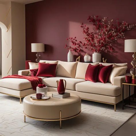 20 Beautiful Two Colour Combinations for Your Living Room - HearthandPetals Wall Painting Living Room Ideas, 3 Wall Colors In One Room, Color Idea For Living Room, Gray Burgundy Living Room, Walls Color Ideas Living Room, Living Room Designs Burgundy, Best Paintings For Living Room, Beige Color Living Room Ideas, Colour For Room Walls