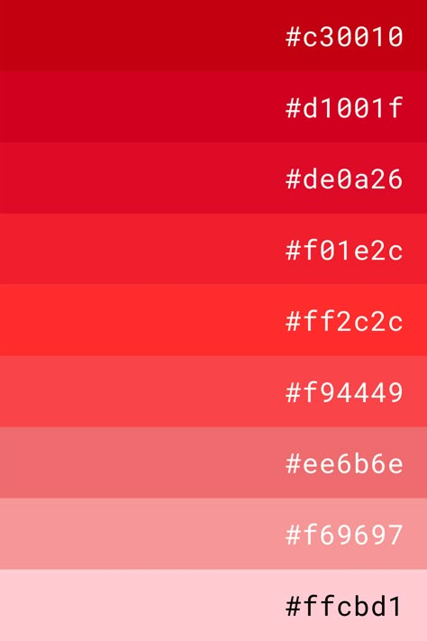 Red Ombre Color Palette, Red Hex Code Palette, Color Palette Reds, Canva Color Palette Codes Red, Color Red Palette, Red Colour Palette Shades, Red Pastel Color Palette, Pink Red Palette, Pantone Red Shades