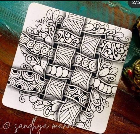 Simple Zentangle Art Patterns, Huggins Zentangle, Zendoodle Art Zen Tangles, Zen Doodle Patterns Tangle Art, Zen Tangle Patterns, Zantangle Art, Zen Doodle Patterns, Zentangle Artwork, Zen Tangle