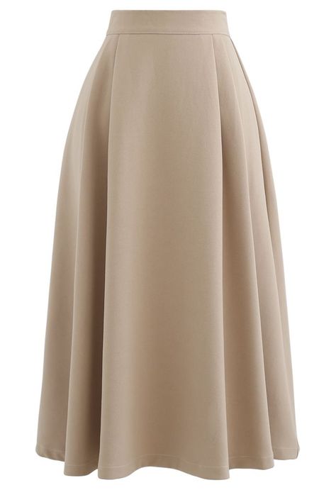 Pleated Flare Midi Skirt in Tan - Retro, Indie and Unique Fashion Formal Skirts, Flare Midi Skirt, Flared Midi Skirt, Skirt A Line, Midi Flare Skirt, Led Dress, Fashion Buyer, Elegant Skirt, Shoes High