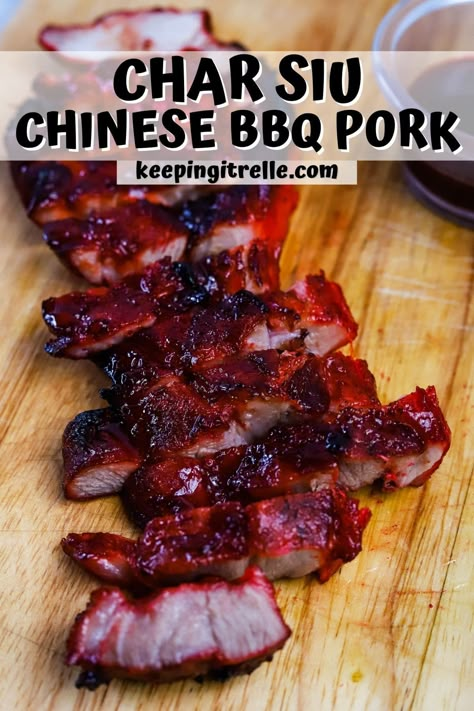 Easily recognized by its distinctive red color & famous for it's sweet & salty flavor, char siu pork (Chinese BBQ Pork) is a much-loved dish. Char Siu Pork Recipe, Pork Chinese, Chinese Pork Recipes, Meat Marinades, Bbq Pork Recipes, Char Siu Pork, Chinese Bbq Pork, Homemade Chinese Food, Chinese Pork