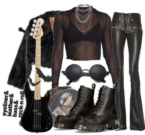 Rocker Female Outfits, Female Rockstar Outfit 80s, Glam Rock 80s Women, Metal Rock Concert Outfit, Punk Glam Outfit, Rockstar Outfit For Women Party, Rockstar Outfit Women, Metal Rock Outfit, Maneskin Outfit Ideas