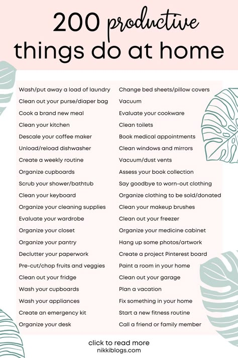 Useful Things To Do When Bored, Things To Clean When Bored, Lists Of Lists To Make, What Should I Do Today Ideas, What To Do When U Are Bored At Home, Ways To Get Organized At Home, Things To Keep You Busy, Ways To Be Productive At Home, To Do List Ideas At Home