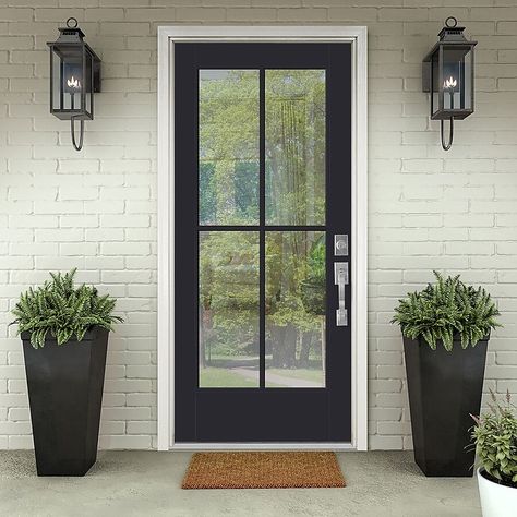 Front Doors With Glass Panels Entrance, Full Glass Back Door, Single Glass Front Door, Black Front Door With Windows, Full Lite Front Door, Frosted Front Door, Full Glass Entry Door, Front Door With Window, Front Storm Door