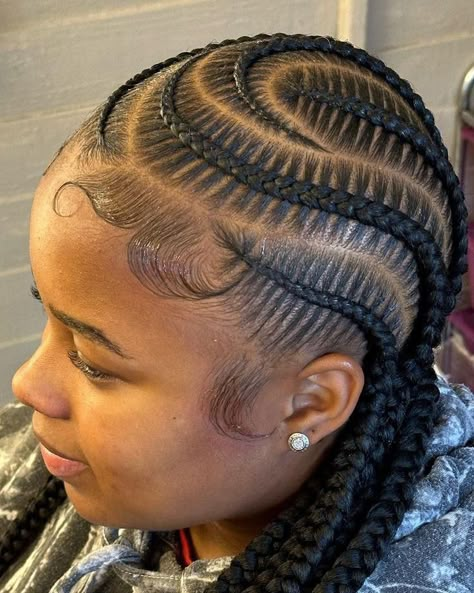 Six Cornrows Braids For Black Women, 8 Feed Ins Braids, 6 Feeder Braids, 6-8 Stitch Braids, All Back And Base Hairstyle, 8 Feedin Braids With Design, 8 Braids Cornrows, Up Do Braids For Black Hair, 8 Braids For Black Women